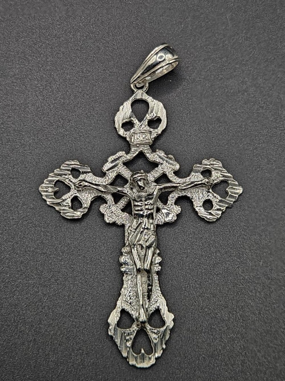 925 sterling silver crucifix pendant diamond cut filigree jesus cross